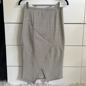 Striped midi pencil skirt